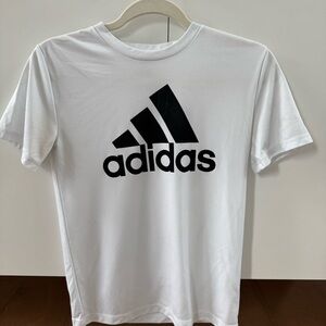 Adidas boys Tee in White with Black Logo | Small